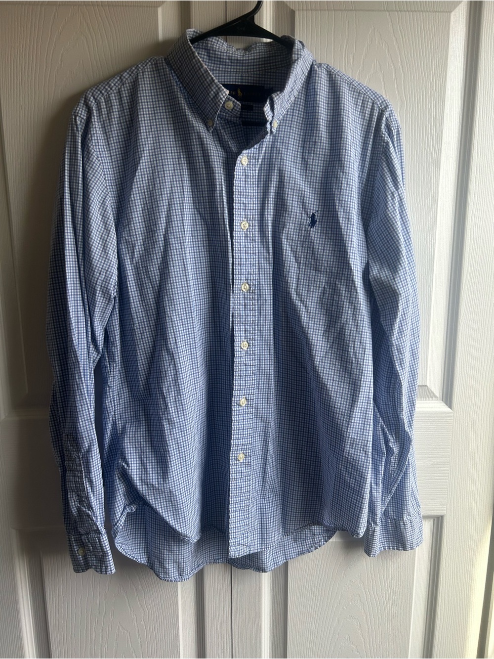 Ralph Lauren Slim Fit Blue Gingham Button-Down Shirt – Size L